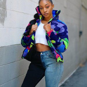 COPY - Unisex Camo Print Zipper Winter Parka Down…